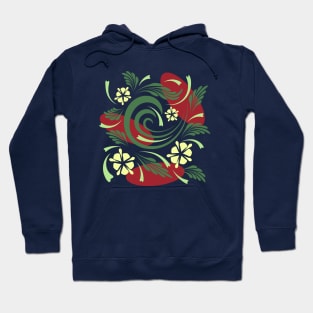 Folk flowers floral art print Flowers abstract art Hoodie